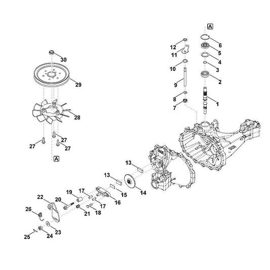 STIHL 0012-643-1500 V-riempoelie positie 29 technische tekening