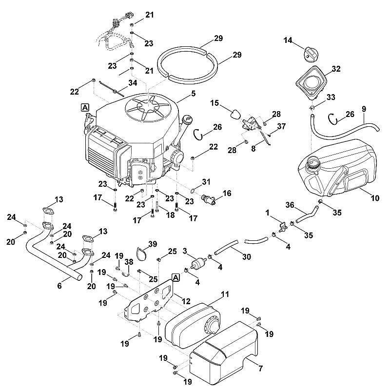STIHL 6140-180-2190 gaskabelhouder positie 38 technische tekening