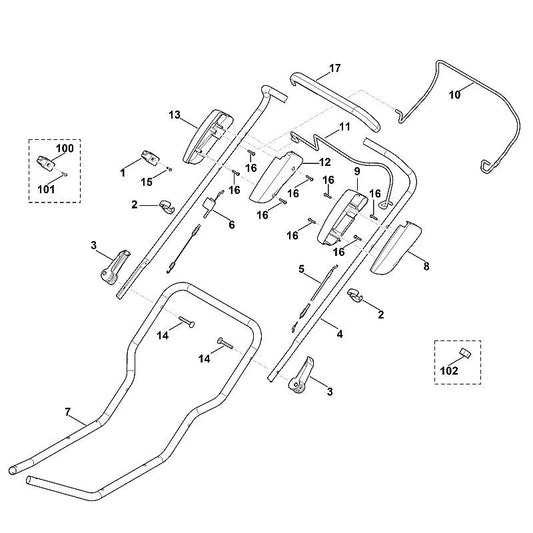 STIHL 6383-764-0611 helft behuizing positie 13 technische tekening