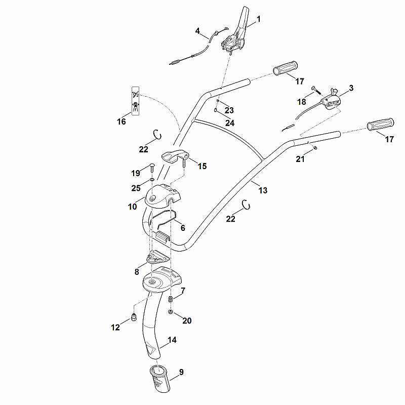 STIHL 6241-180-1105 gaskabel positie 3 technische tekening