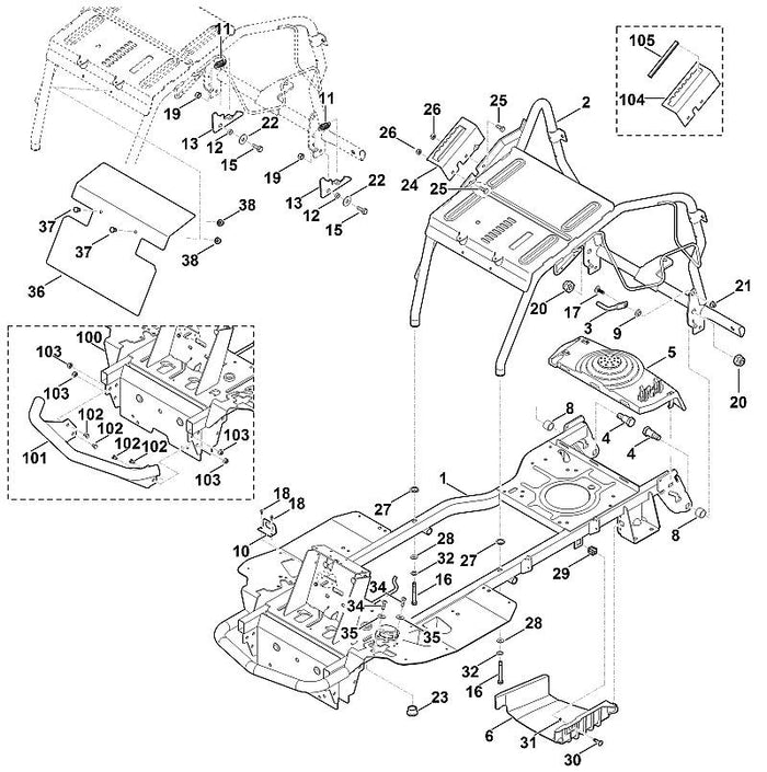 STIHL 6140-760-7300 bumper positie 101 technische tekening