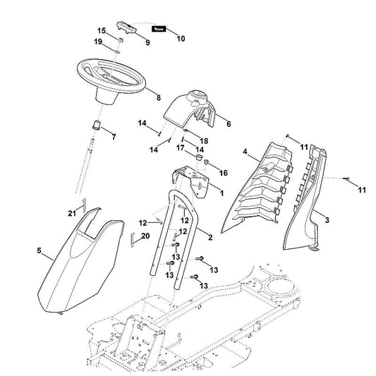 STIHL 6140-967-4455 sticker rechts positie 21 technische tekening