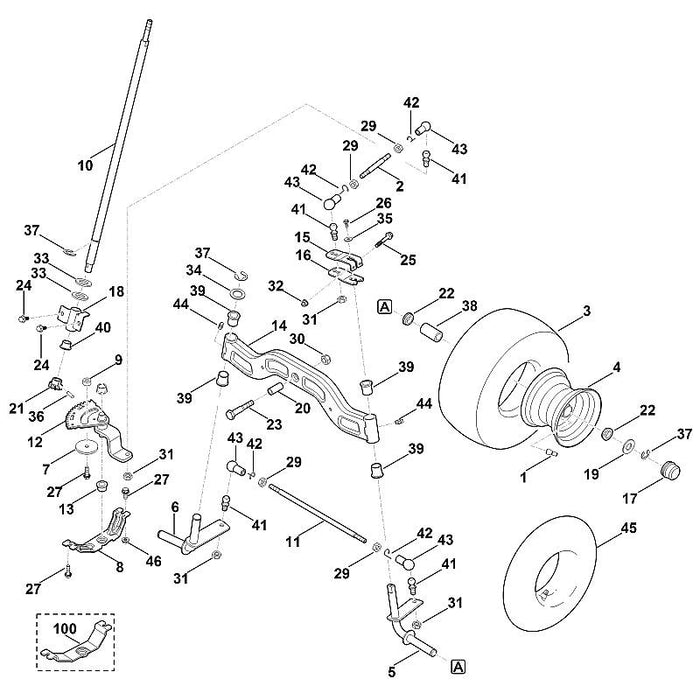 STIHL 6140-763-5700 spoorstang positie 11 technische tekening