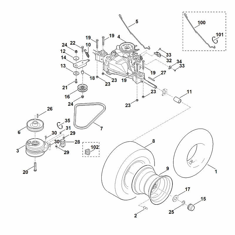 STIHL 6140-704-2100 V-riem positie 7 technische tekening