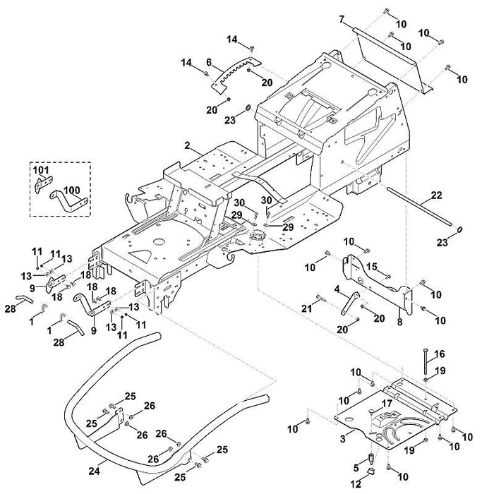 STIHL 6165-700-3102 frame positie 2 technische tekening