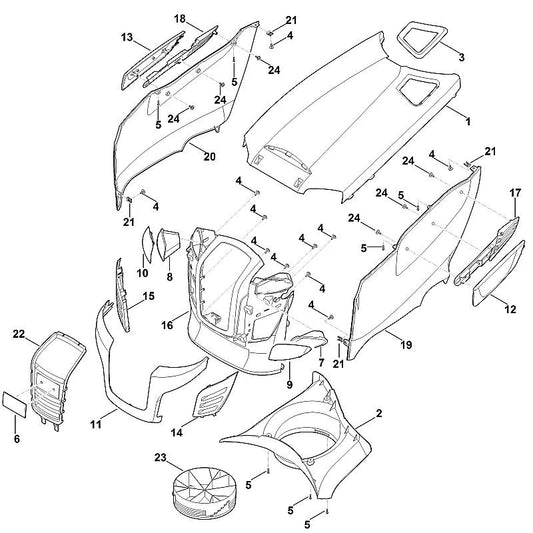STIHL 6170-706-3625 kap rechts positie 13 technische tekening