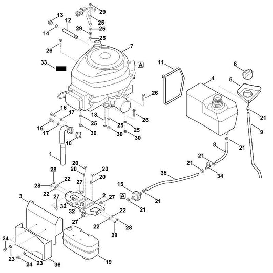STIHL 6170-140-2535 bocht positie 1 technische tekening