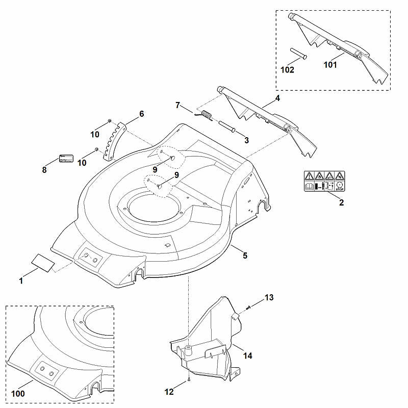 STIHL 6371-706-0700 afdekking positie 14 technische tekening