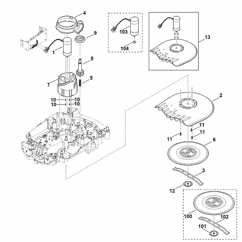 STIHL 6309-007-1002 Set ombouw maaimotor positie 13 technische tekening