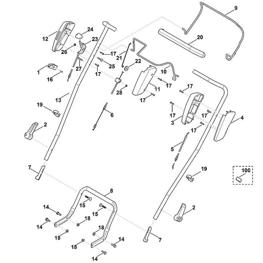 STIHL 6383-764-0630 helft behuizing positie 11 technische tekening