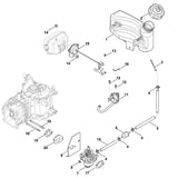 STIHL 0002-180-2601 choke-regelaar positie 15 technische tekening