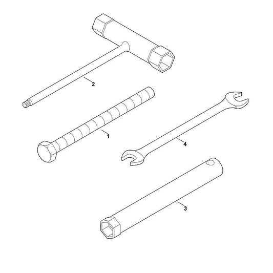 STIHL 6109-893-1300 steeksleutel SW10/SW13 positie 4 technische tekening