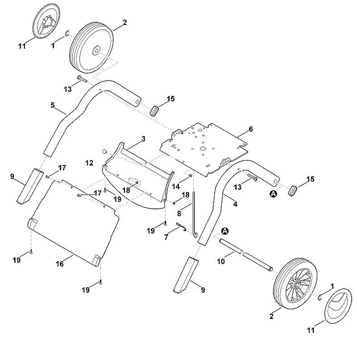 STIHL 6012-703-2305 rechter buisvoet positie 5 technische tekening