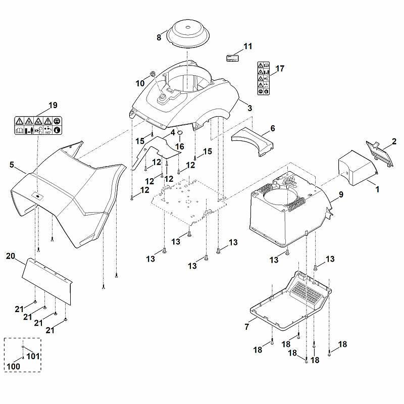 STIHL 6012-700-8500 behuizing positie 3 technische tekening