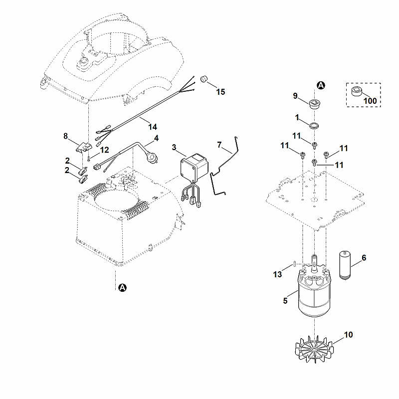 STIHL 6012-440-2000 aansluitkabel positie 4 technische tekening