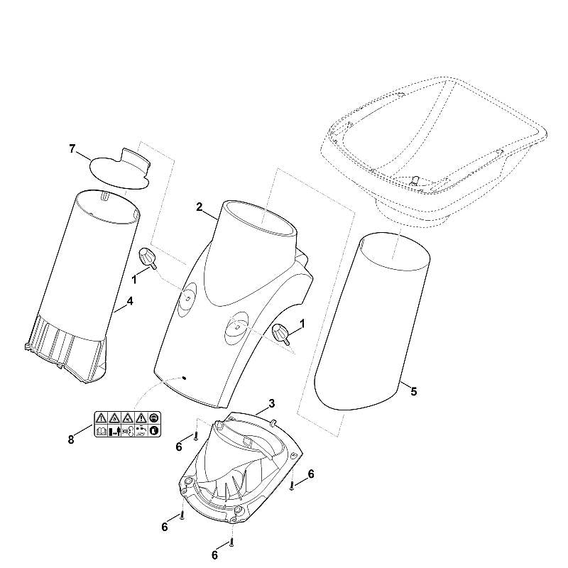 STIHL 6011-701-7910 onderstuk trechter positie 2 technische tekening