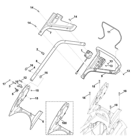 STIHL 6320-430-0427 dodemansschakelaar positie 1 technische tekening