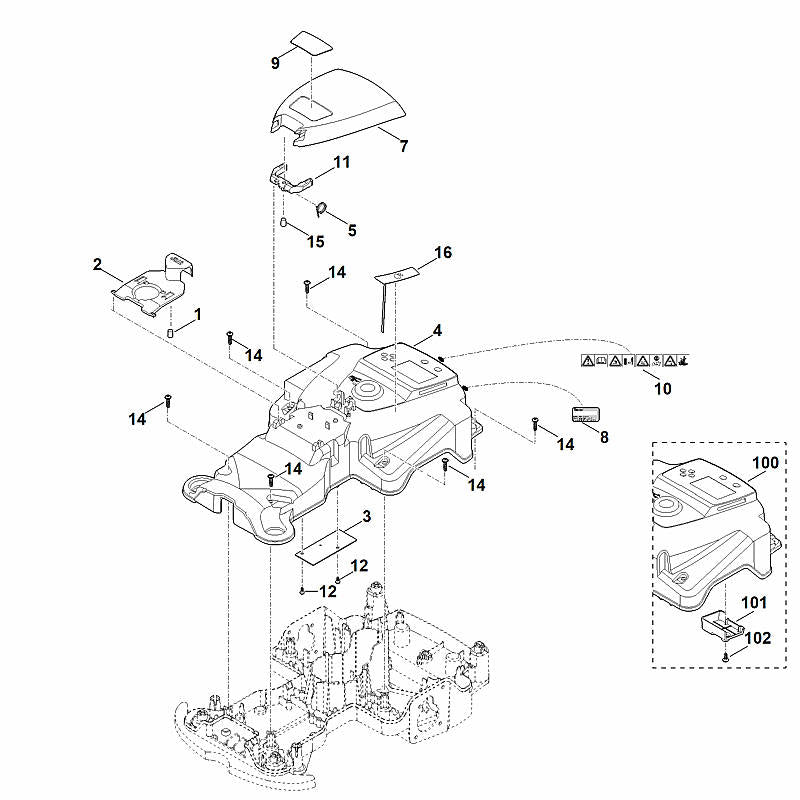 STIHL 6309-967-4400 sticker positie 10 technische tekening