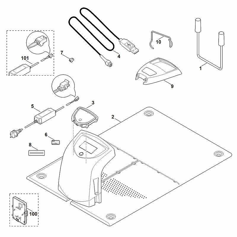 STIHL 6309-840-0401 diagnosekabel positie 4 technische tekening
