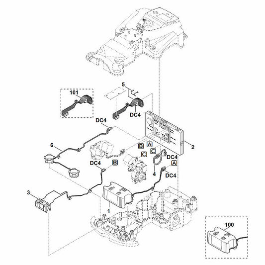 STIHL 6301-440-3010 kabelboom (frontspoel) positie 6 technische tekening