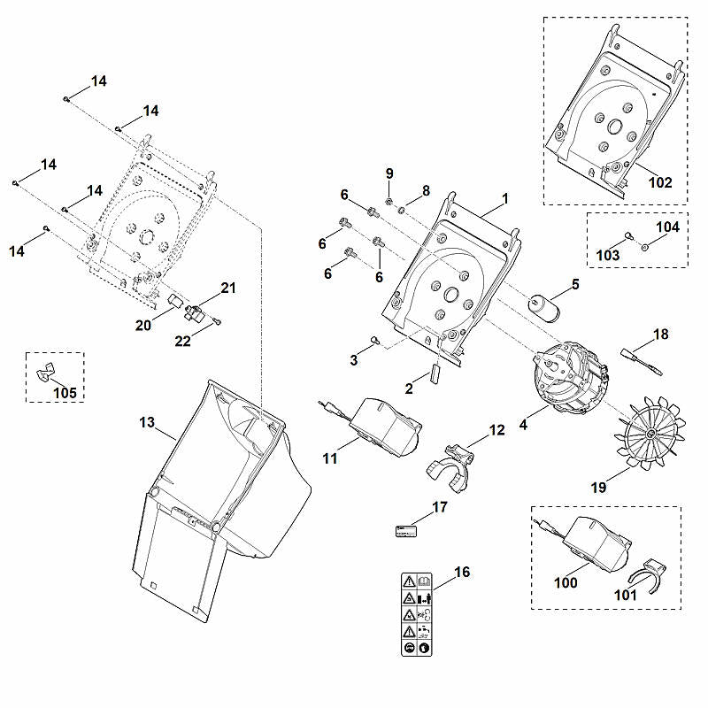 STIHL 0000-605-1005 condensator 16µF positie 5 technische tekening
