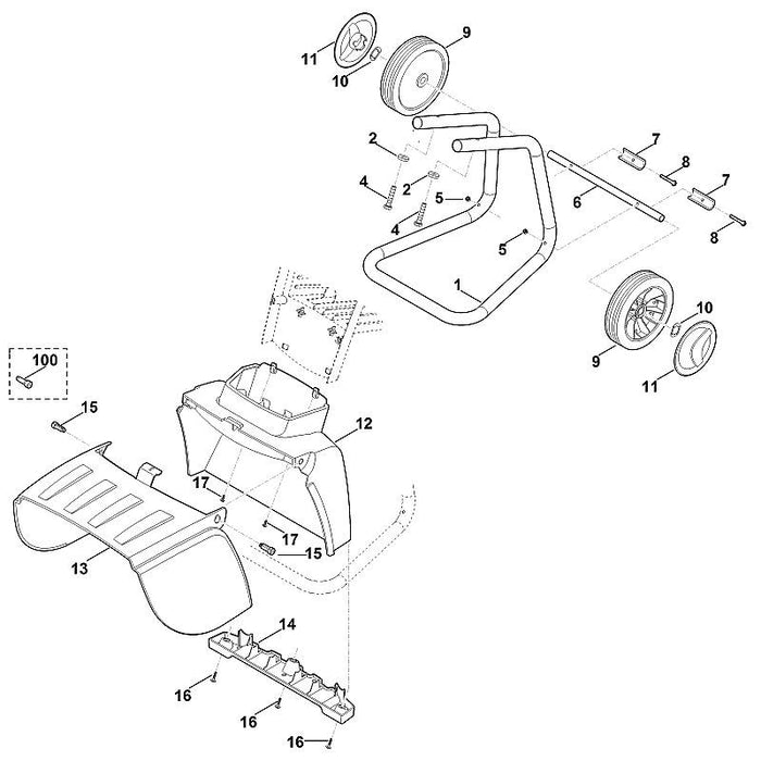 STIHL 6009-703-2301 buisvoet positie 1 technische tekening