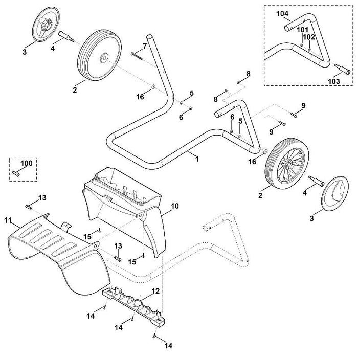 STIHL 6001-703-2307 buisvoet positie 1 technische tekening