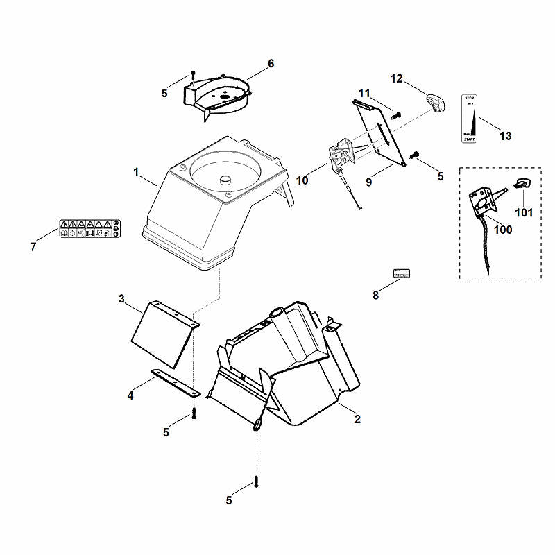 STIHL 6001-700-8521 behuizing positie 1 technische tekening
