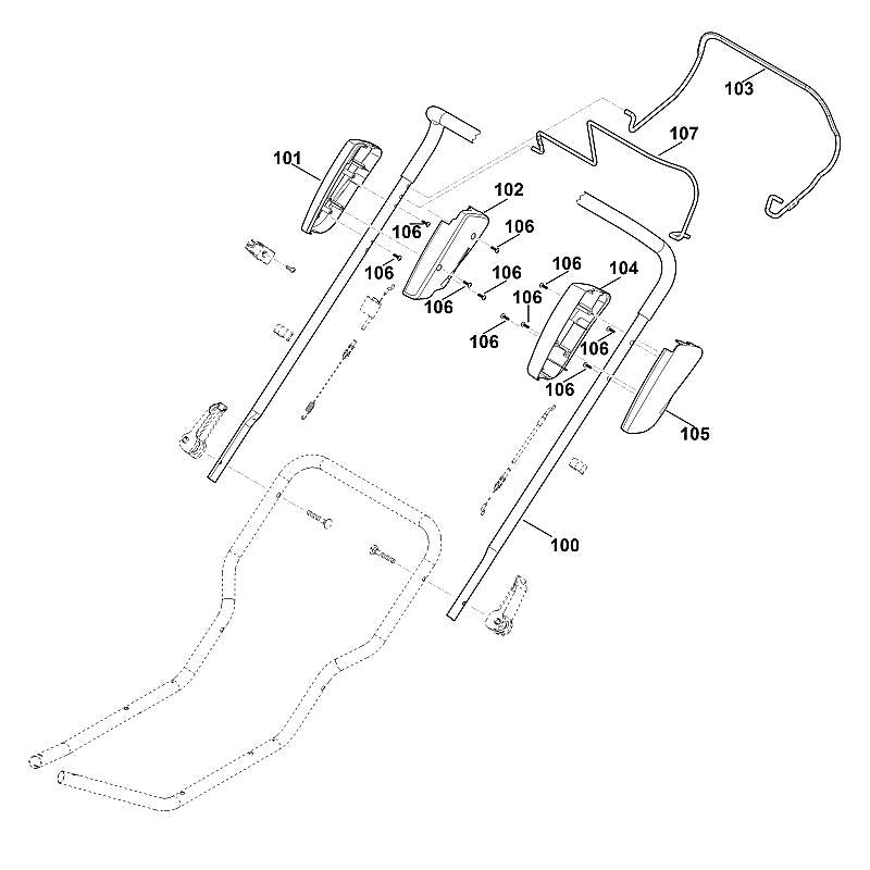 STIHL 6383-764-0211 schakelhendel positie 107 technische tekening