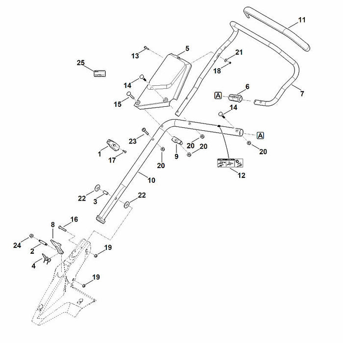 STIHL 6364-780-3000 bovenstuk duwstang positie 7 technische tekening