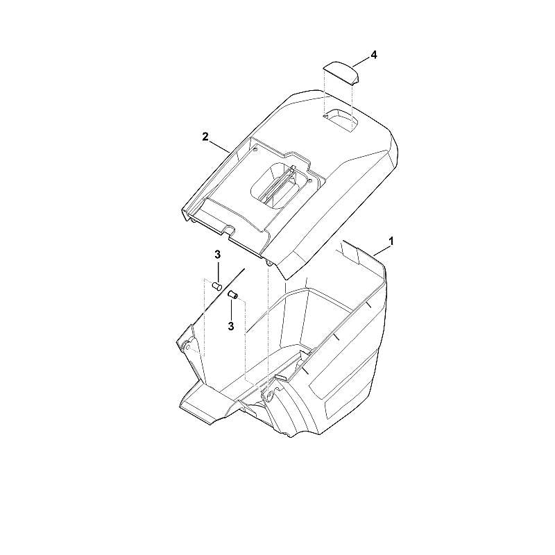 STIHL 6364-703-9606 onderste gedeelte grasopvangbox positie 1 technische tekening