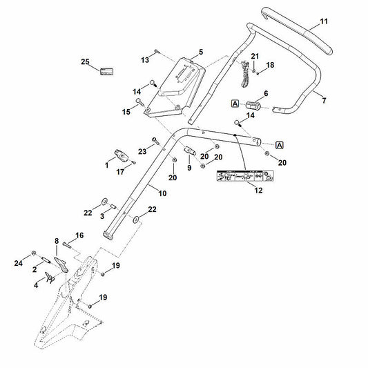 STIHL 0000-760-3820 kabelgeleiding positie 1 technische tekening