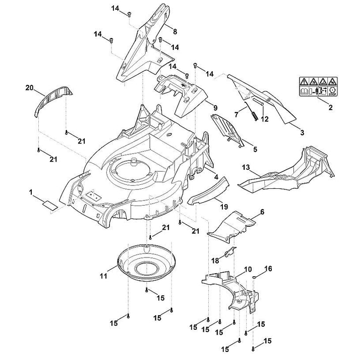 STIHL 6374-700-8500 behuizing positie 4 technische tekening