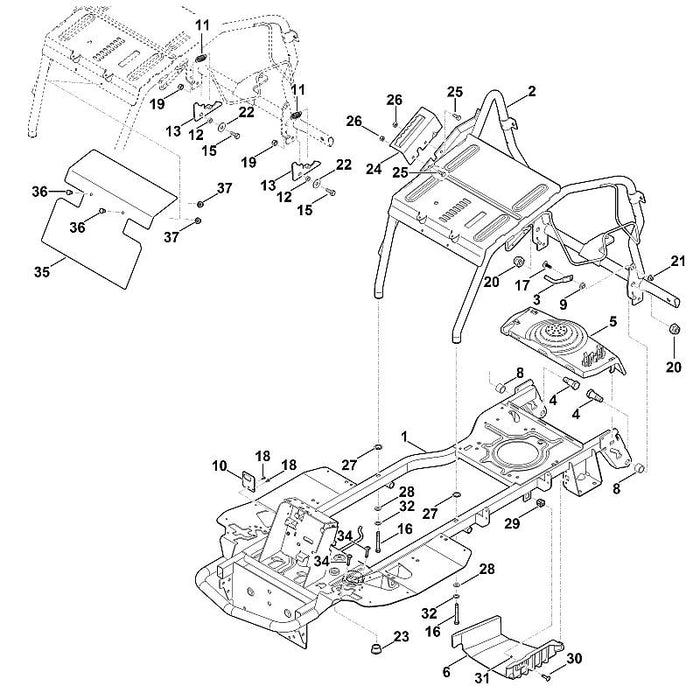 STIHL 6140-700-3125 frame boven positie 2 technische tekening