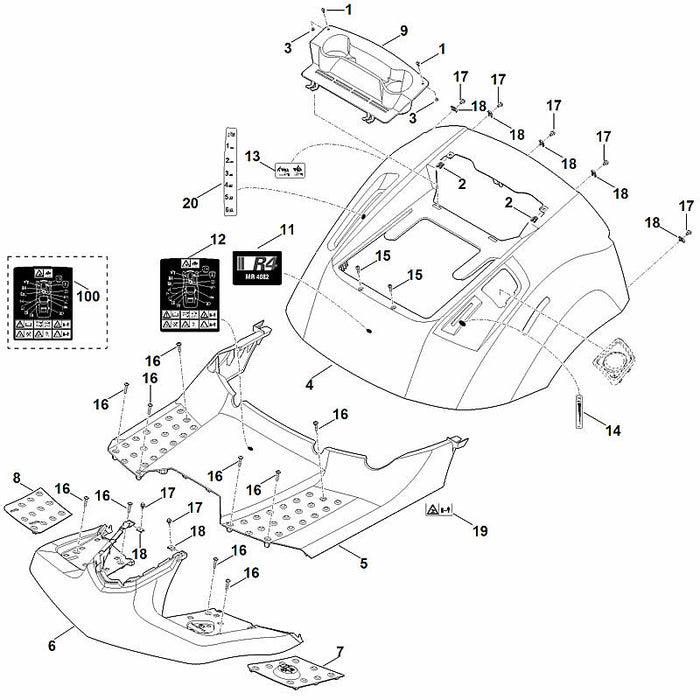 STIHL 6140-706-0700 afdekking positie 4 technische tekening
