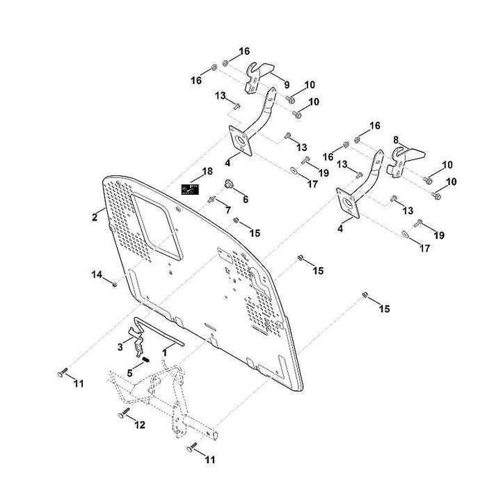 STIHL 6140-763-1100 achterwand positie 2 technische tekening