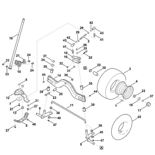 STIHL 6140-763-1305 lagerschaal achter positie 21 technische tekening