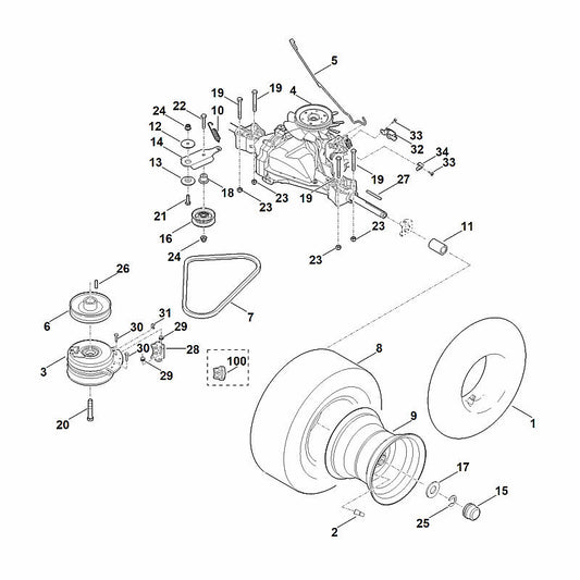 STIHL 6140-764-1601 trekveer positie 10 technische tekening