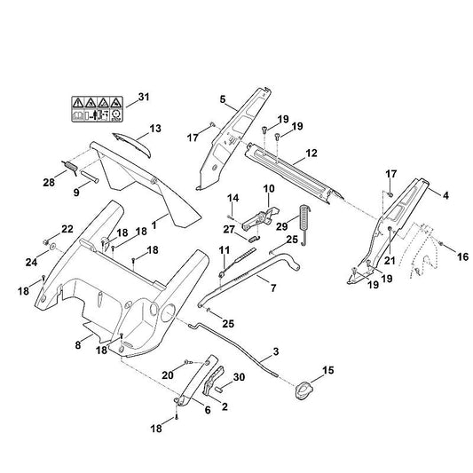 STIHL 6340-700-2700 klep compl. positie 1 technische tekening