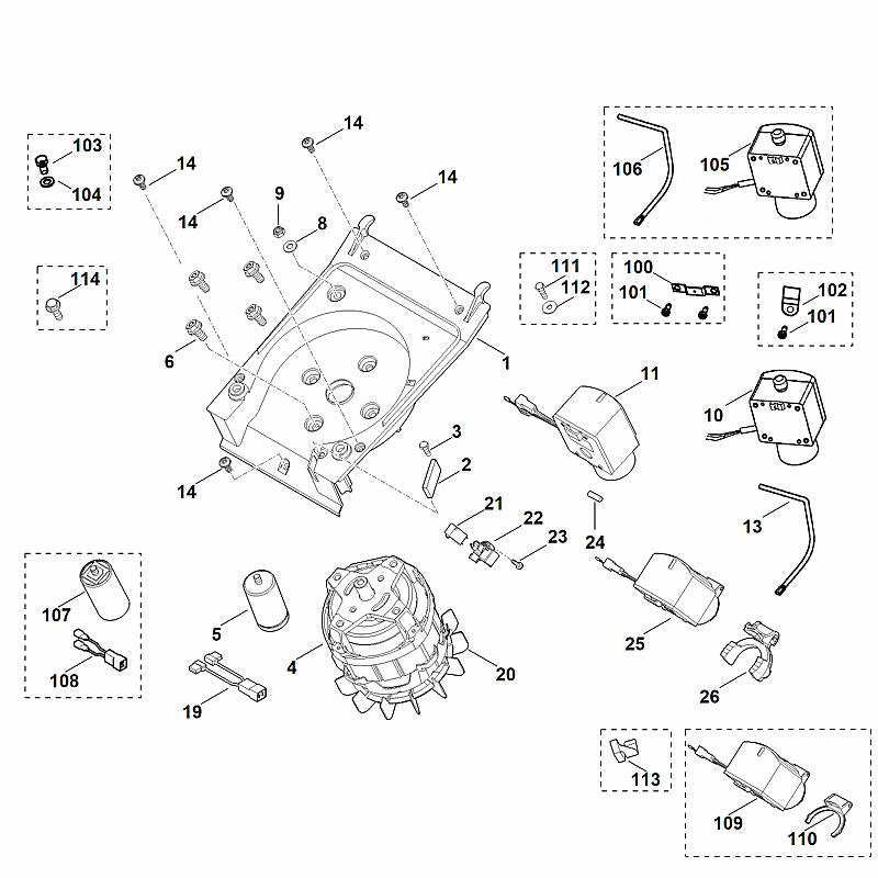 STIHL 6007-430-0550 schakelaar EUR positie 25 technische tekening