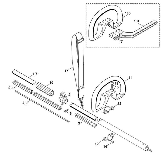 STIHL 9022-341-1370 cilinderbout IS M6x30 positie 13 technische tekening