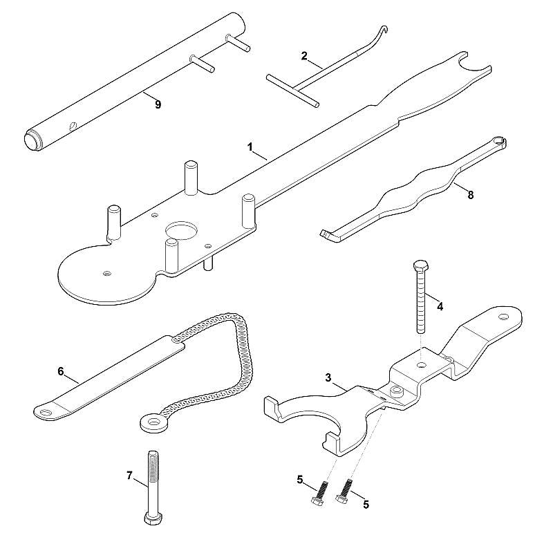STIHL 6291-890-2200 Montagegereedschap (V-riem) positie 9 technische tekening