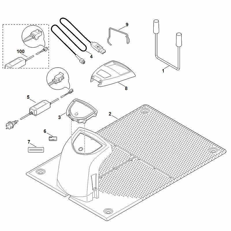 STIHL 6309-967-0195 typeplaatje ADO 100 SERVICE positie 6 technische tekening