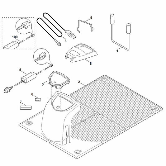 STIHL 6309-967-0195 typeplaatje ADO 100 SERVICE positie 6 technische tekening