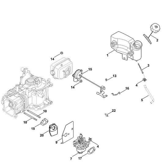 STIHL 0002-007-1013 set tussenplaat positie 20 technische tekening