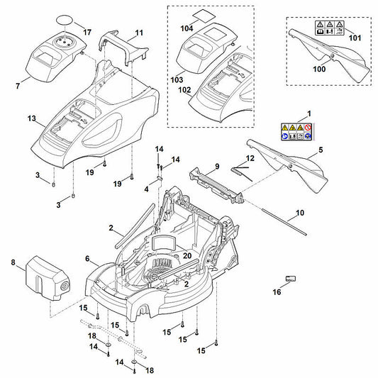 STIHL 6311-703-5910 filter positie 20 technische tekening