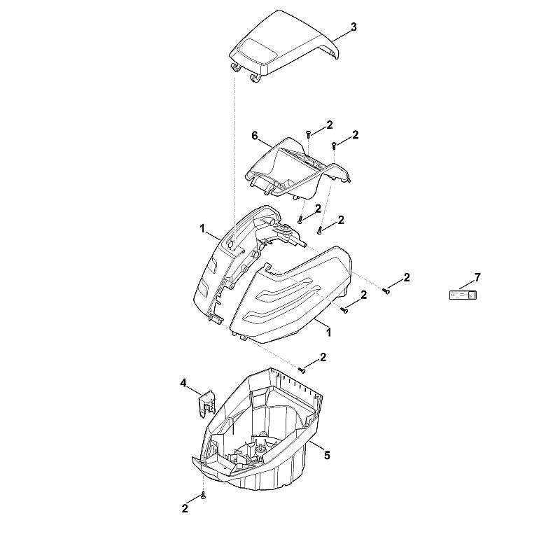 STIHL 6372-760-2295 motorkap compl. positie 1 technische tekening