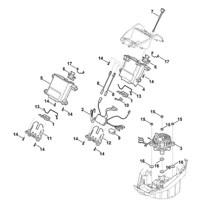 STIHL 6372-403-0400 accuhouder (achter) positie 4 technische tekening