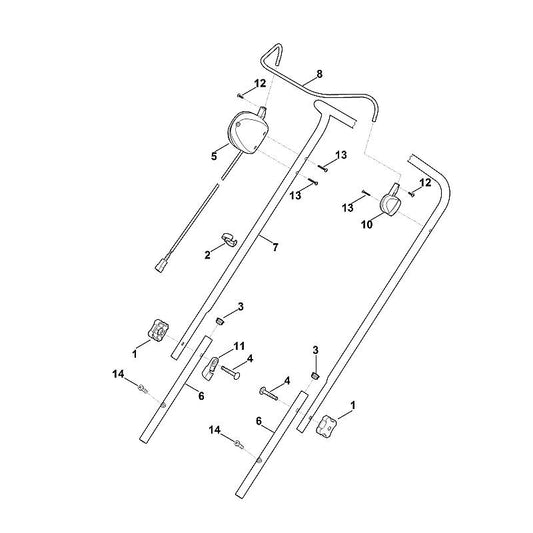 STIHL 6320-763-5005 bovenstuk duwstang positie 7 technische tekening