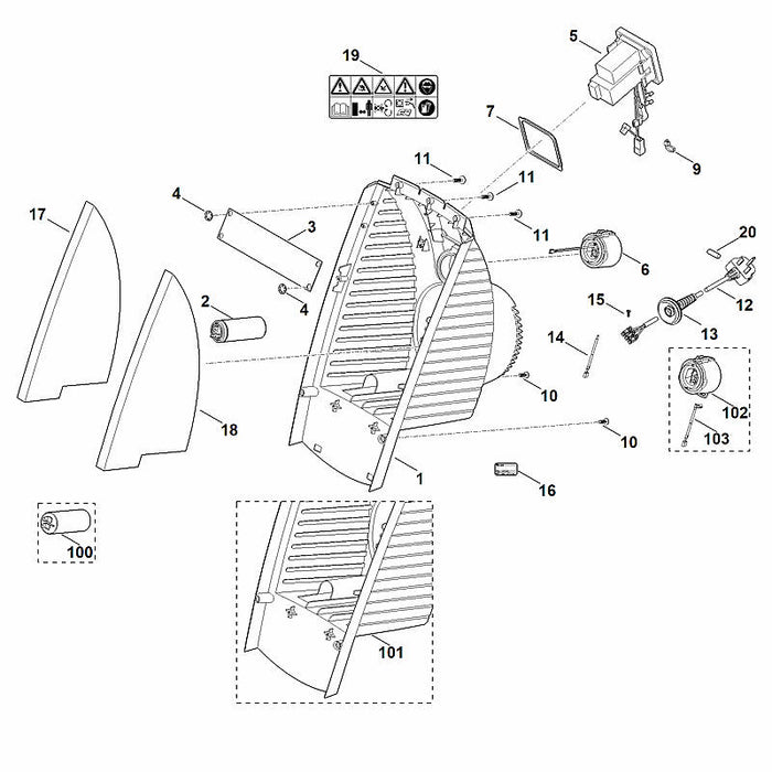 STIHL 6009-701-5300 steunstang positie 3 technische tekening